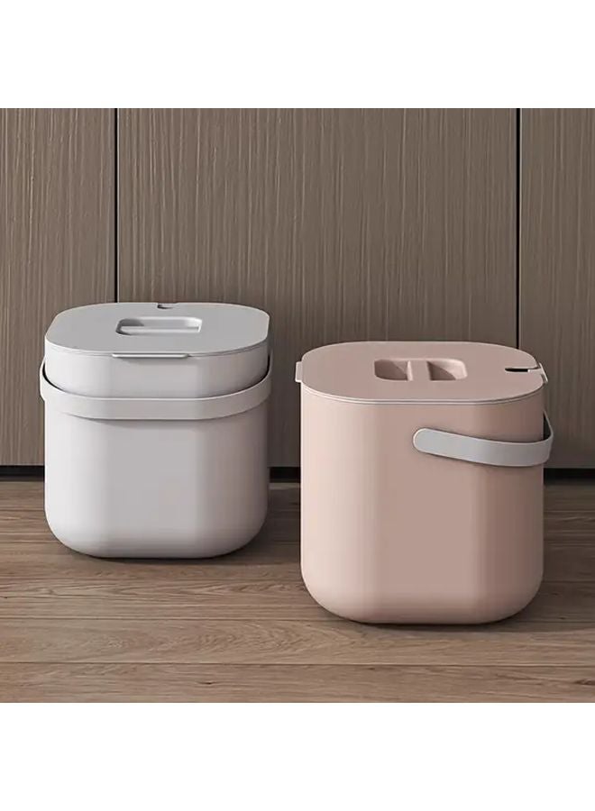 Grey White Kitchen Compost Bin Countertop Food Waste Container With Handle Dry Wet Separation - Image 1